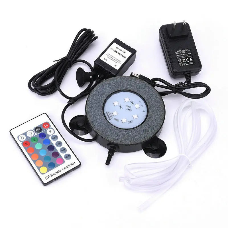 Remote control Waterproof Aquarium Submersible Fish/Turtle Tank Air Stone Bubble Led Light