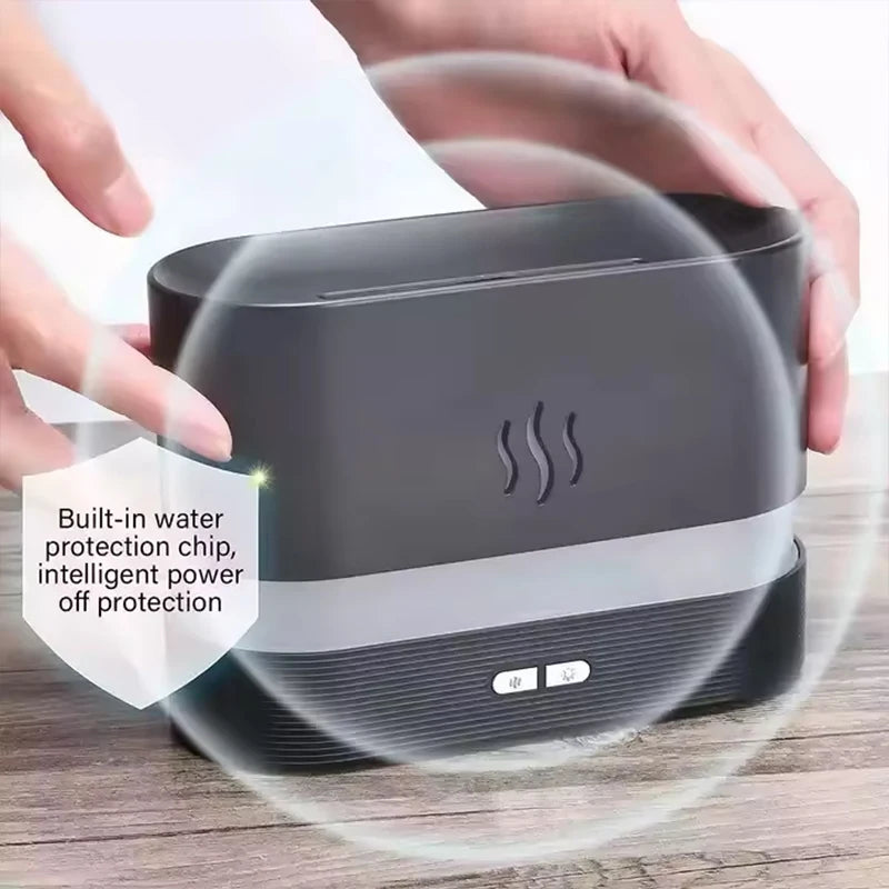 LED Lighting Ultrasonic Air Humidifier Colorful Flame Fragrance Essential Oil Lamp Perfume Simulation Air Humidifier