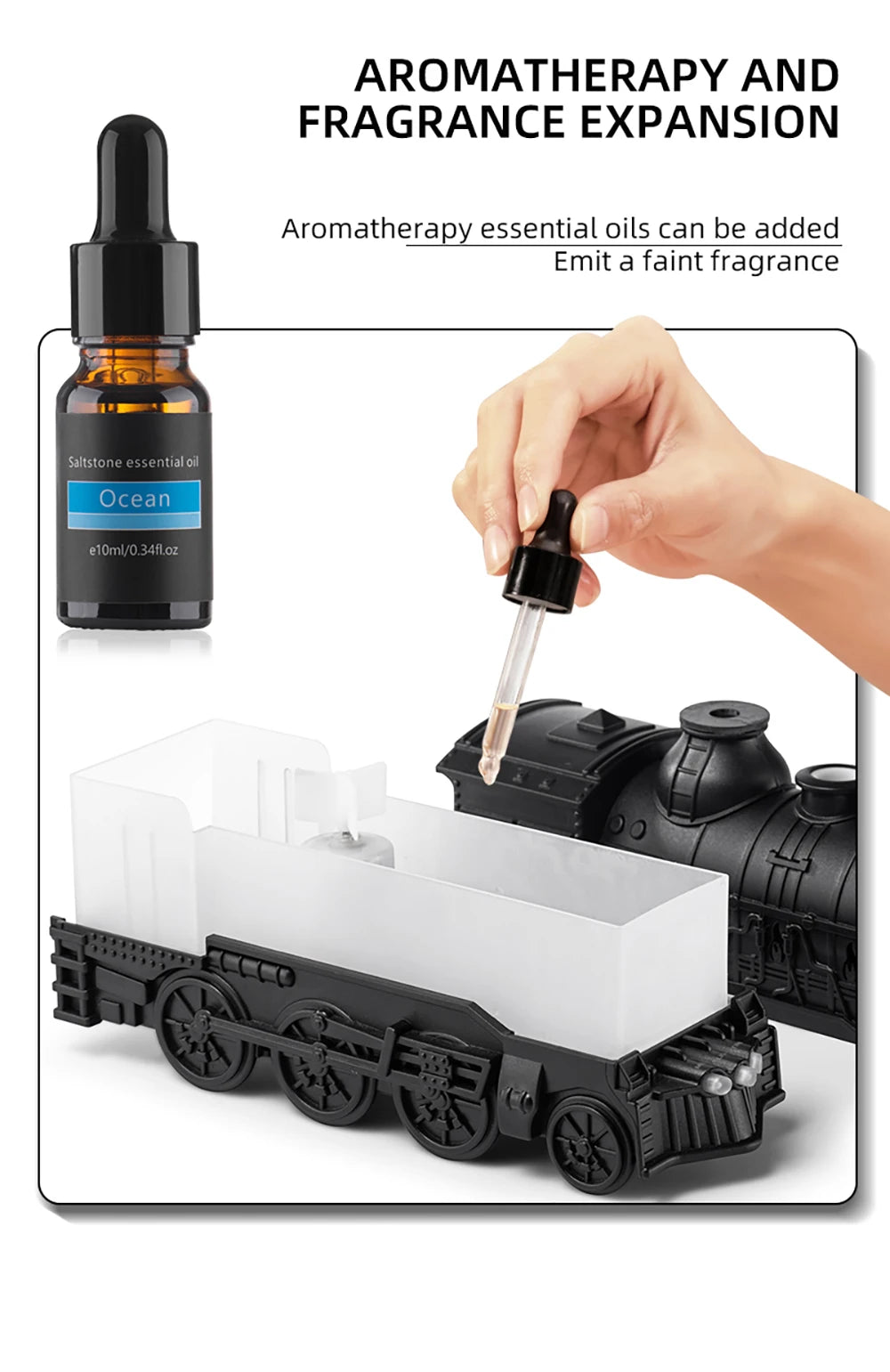 Train Air Humidifier Ultrasonic Aromatherapy Diffusers Mist Maker Fragrance Essential Oil Aroma Remote control