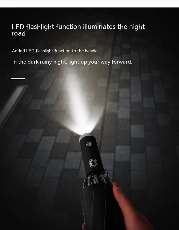 Led Light Automatic Folding Windproof Sunshade Umbrella