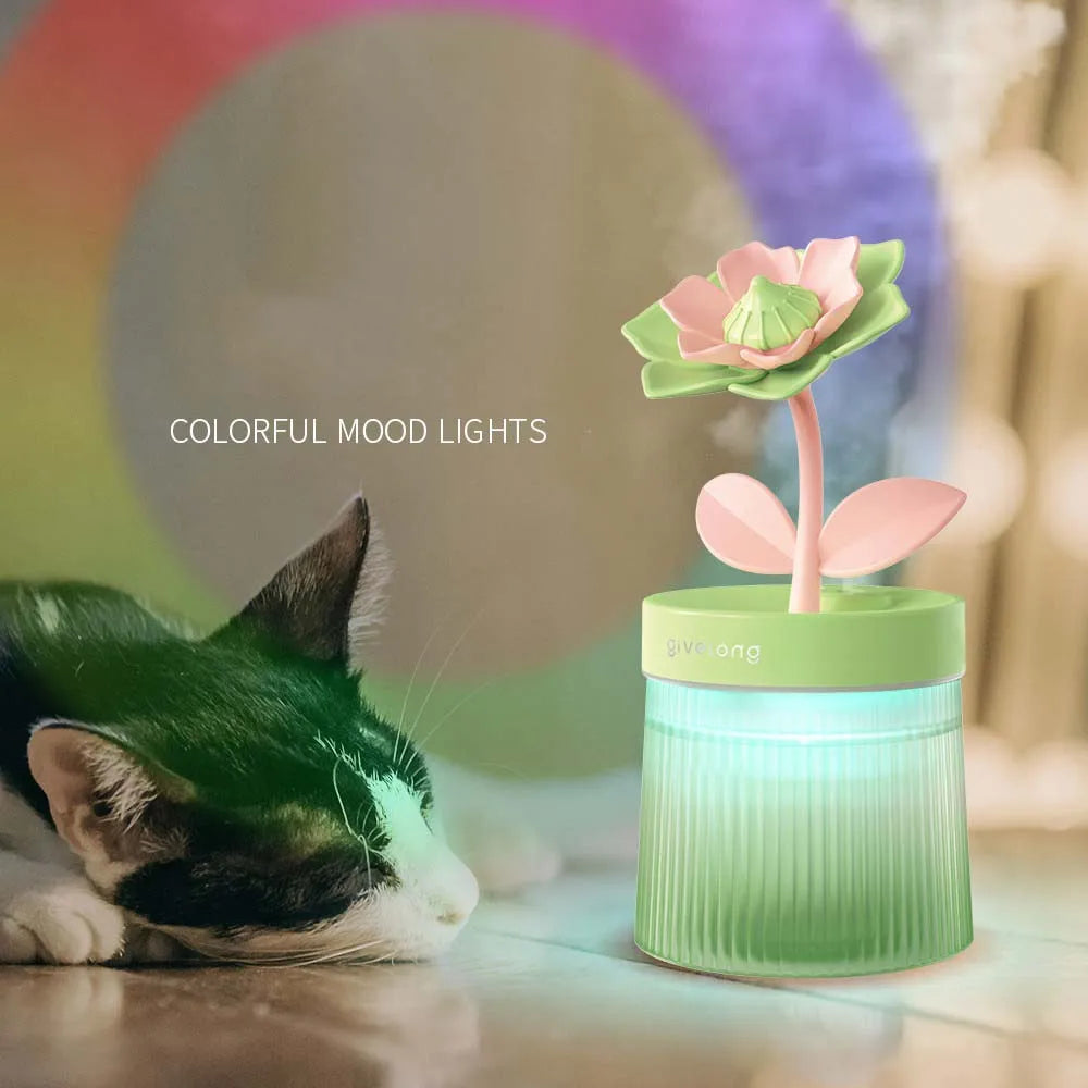 Humidifier Portable USB Ultrasonic Colorful Cup Aroma Cool Mist Maker Flower Air With Light