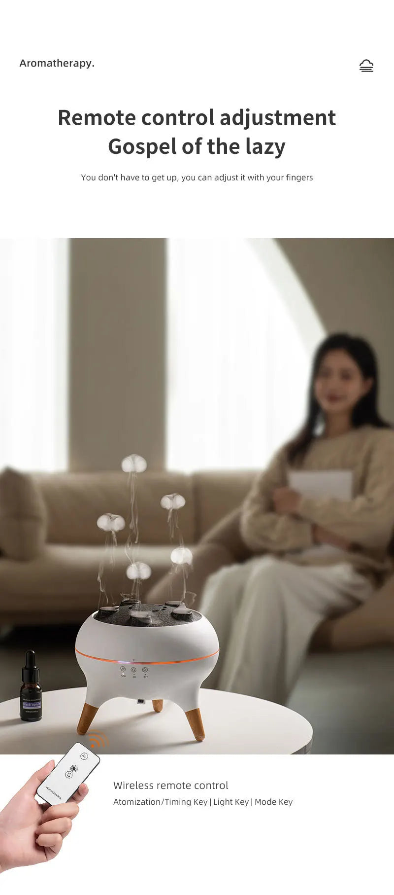Flame Aromatherapy Humidifier, for Home, Bedroom,Large Room