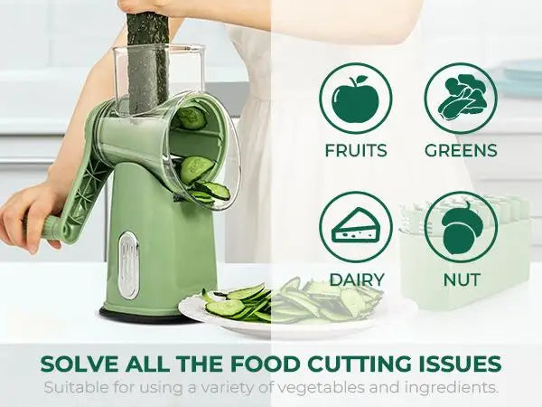 SUSTEAS Rotary Cheese Grater with Handle, 5 Well-Designed Blades, Strong Suction Cup Base, Kitchen Utensils