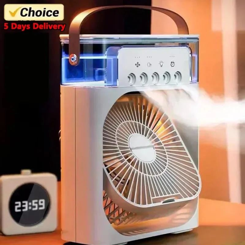 Portable Fan Air Conditioners USB Electric Fan LED Night Light Water Mist Fun 3 in 1
