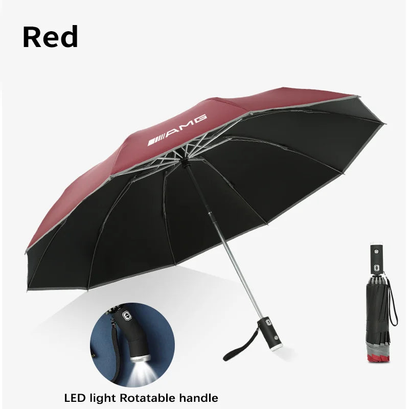 Led Light Automatic Folding Windproof Sunshade Umbrella