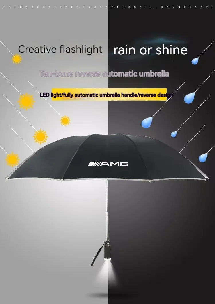 Led Light Automatic Folding Windproof Sunshade Umbrella