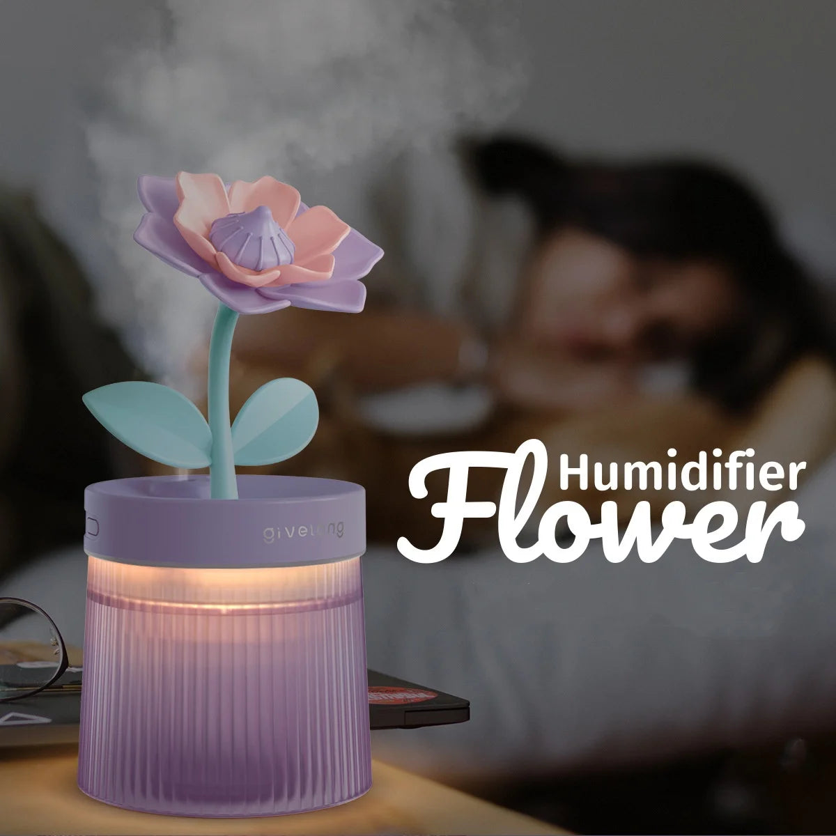 Humidifier Portable USB Ultrasonic Colorful Cup Aroma Cool Mist Maker Flower Air With Light