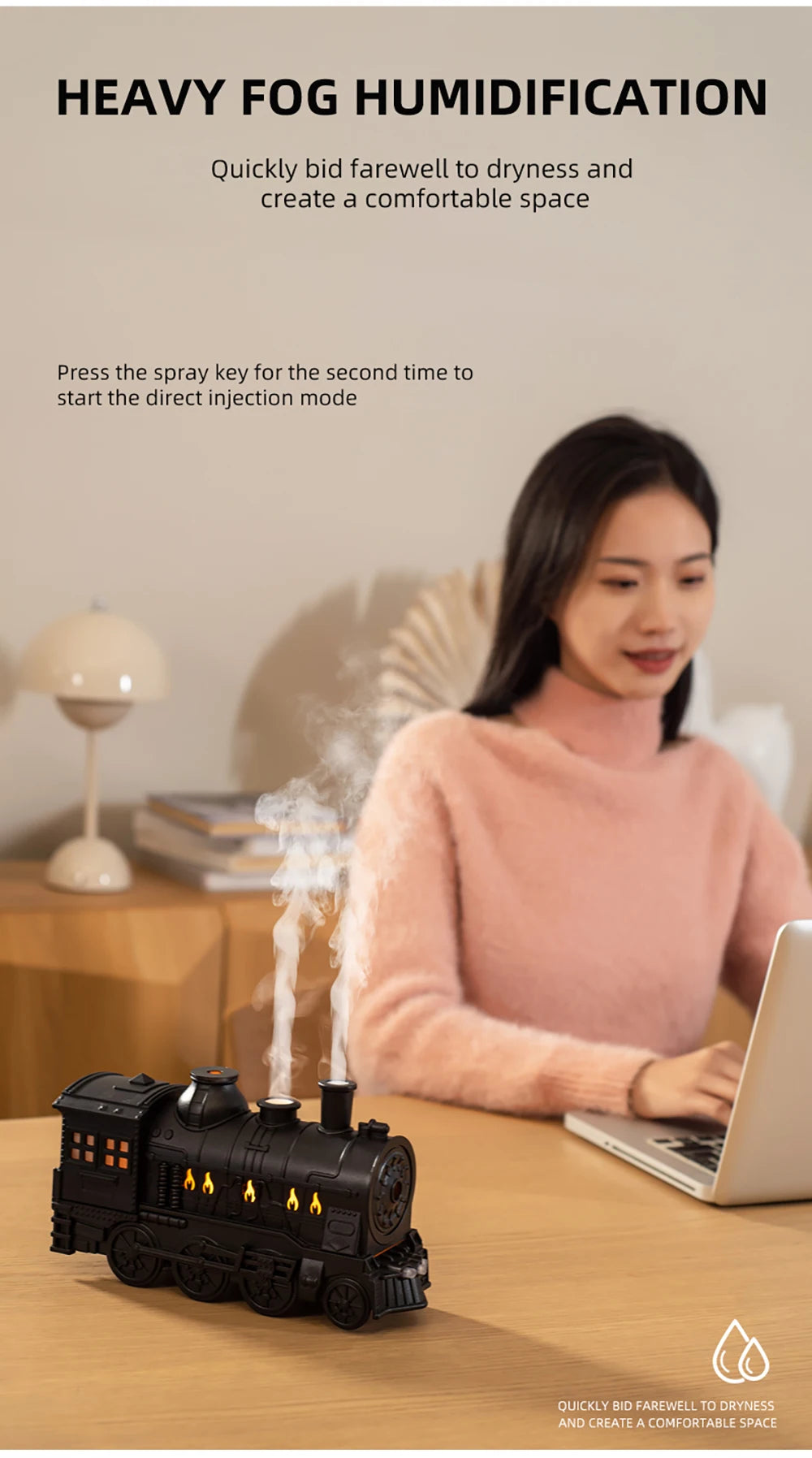 Train Air Humidifier Ultrasonic Aromatherapy Diffusers Mist Maker Fragrance Essential Oil Aroma Remote control