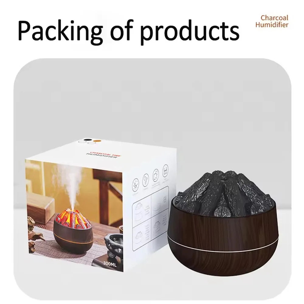 Charcoal Flame Humidifier for Bedroom Office Night Light