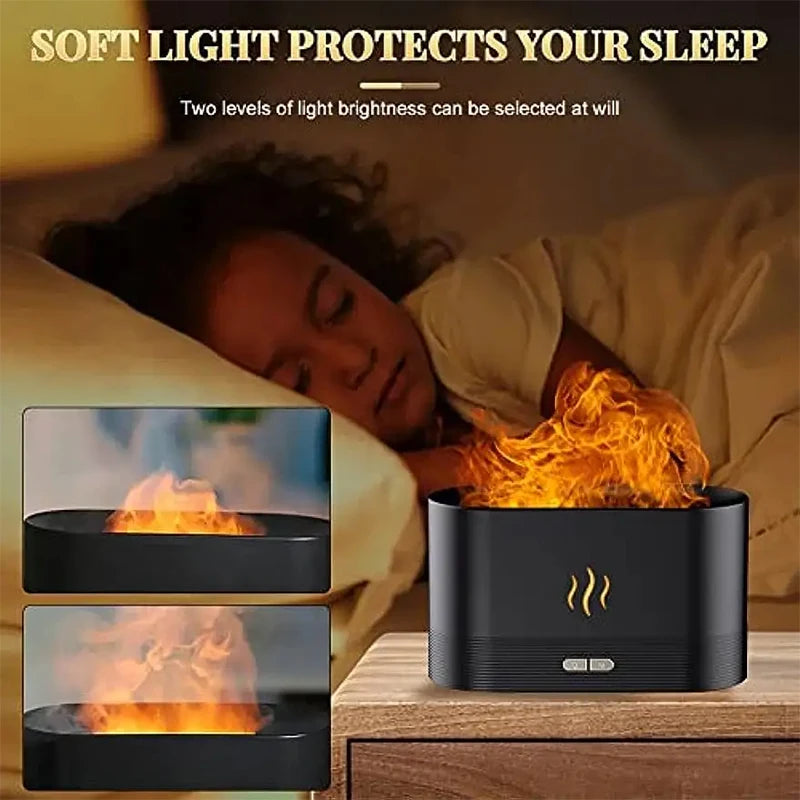 LED Lighting Ultrasonic Air Humidifier Colorful Flame Fragrance Essential Oil Lamp Perfume Simulation Air Humidifier