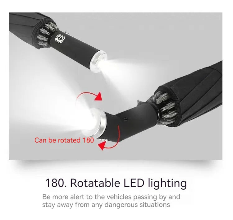 Led Light Automatic Folding Windproof Sunshade Umbrella