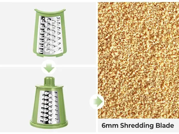 SUSTEAS Rotary Cheese Grater with Handle, 5 Well-Designed Blades, Strong Suction Cup Base, Kitchen Utensils