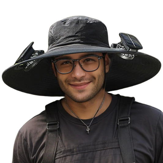 Men Sun Hat with 2 Solar outdoor fans
