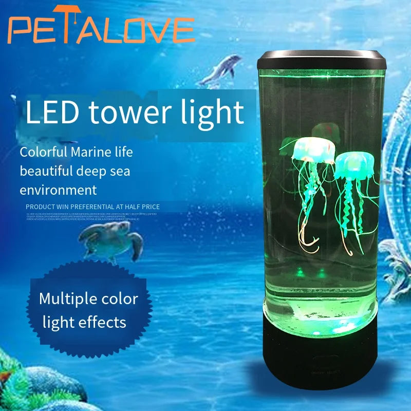 Jellyfish Lava Lamp Aquarium Ocean Night Lights 7Colors LED Jellyfish Mood Light
