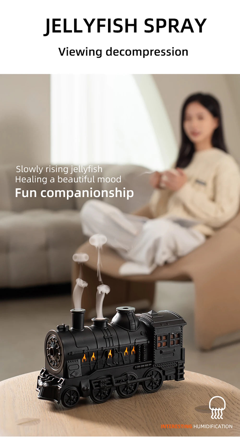 Train Air Humidifier Ultrasonic Aromatherapy Diffusers Mist Maker Fragrance Essential Oil Aroma Remote control
