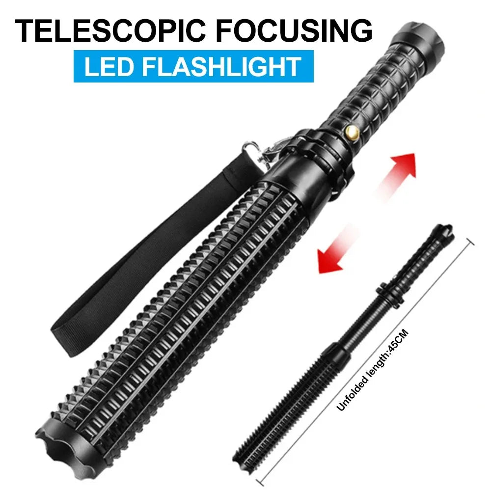 Baseball Bat LED Flashlight AluminumAlloy Focusable Zoomable Super Bright