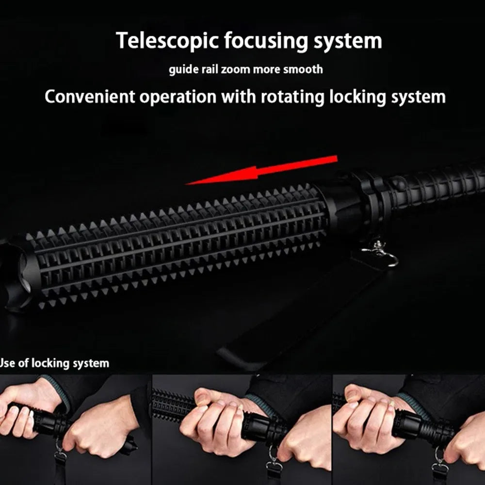 Baseball Bat LED Flashlight AluminumAlloy Focusable Zoomable Super Bright
