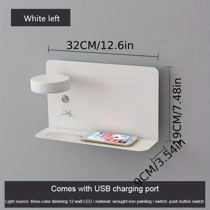 Led Wall Lamp Modern Interior Wall Light Bedroom Night Lamp  with Usb Mobile Phone Charging