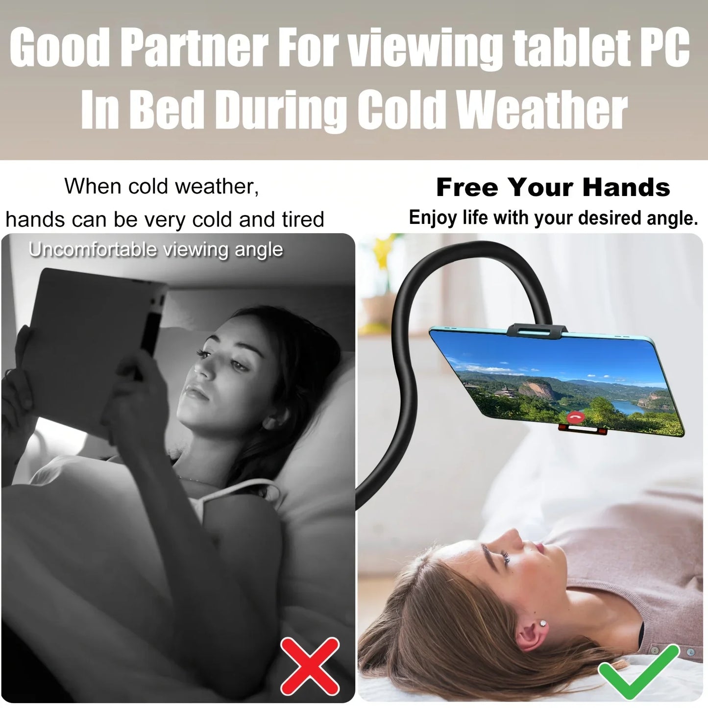 Tablet & Phone Stand Holder, Thicker Aluminum Magnesium Alloy Flexible ArmTablet Holder