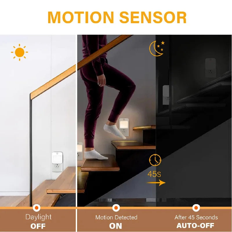 Wireless Night Light Motion Sensor With LED Light EU Plug Lamps