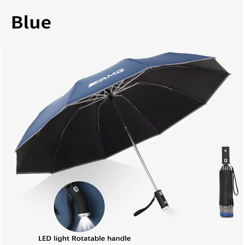 Led Light Automatic Folding Windproof Sunshade Umbrella