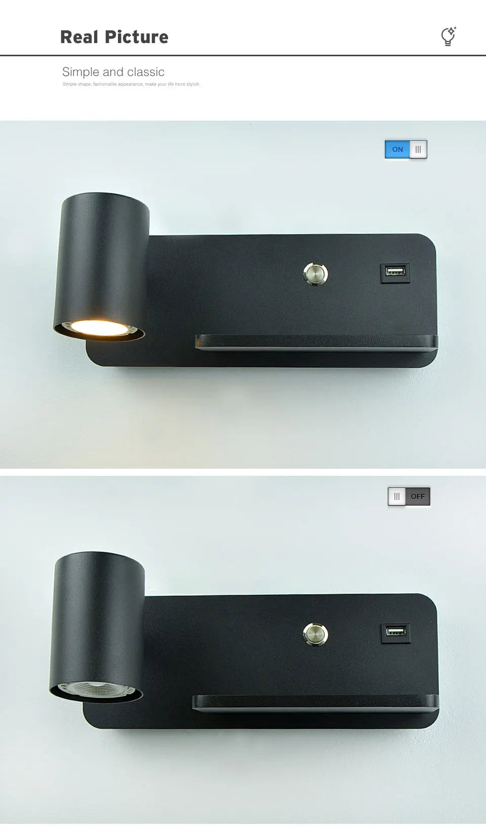 Interior Wall lamp Mobile Phone Wireless Charging and USB Charging Wall lights Bedroom lamps