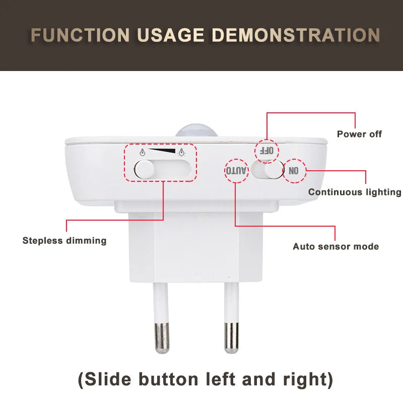 Wireless Night Light Motion Sensor With LED Light EU Plug Lamps
