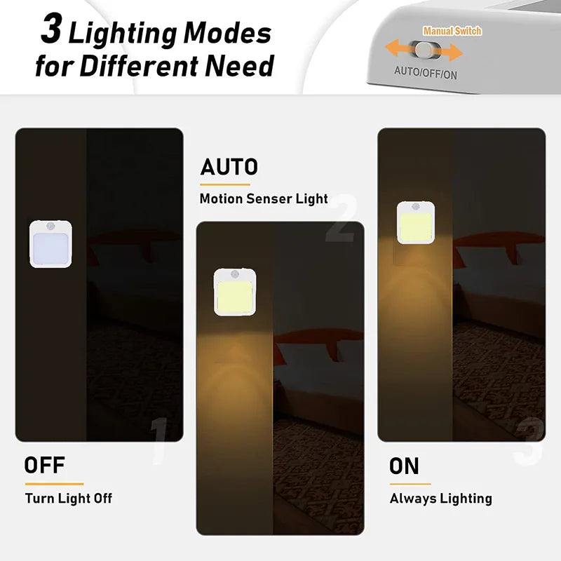 Wireless Night Light Motion Sensor With LED Light EU Plug Lamps