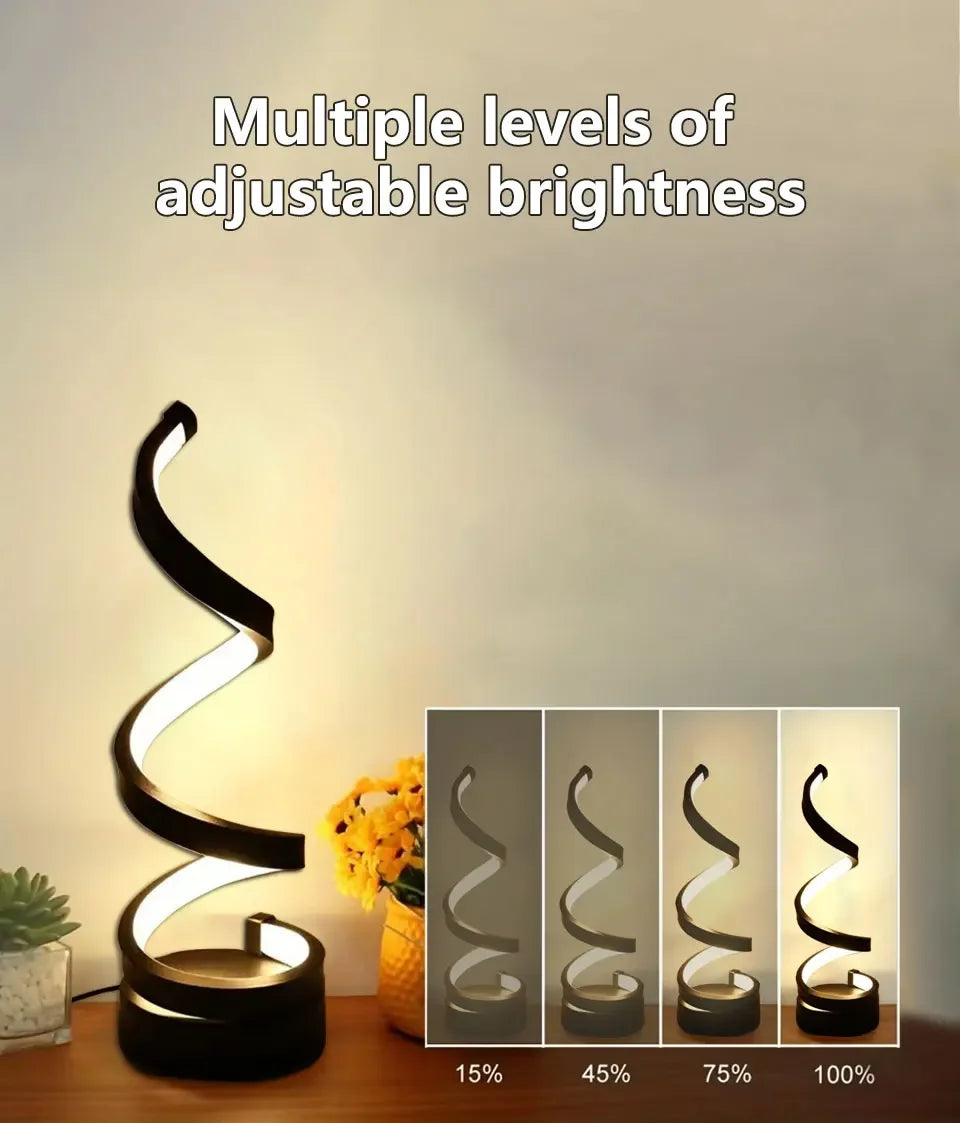 LED Night Light Spiral Table Lamp Modern Bedside Lamps Dimmable