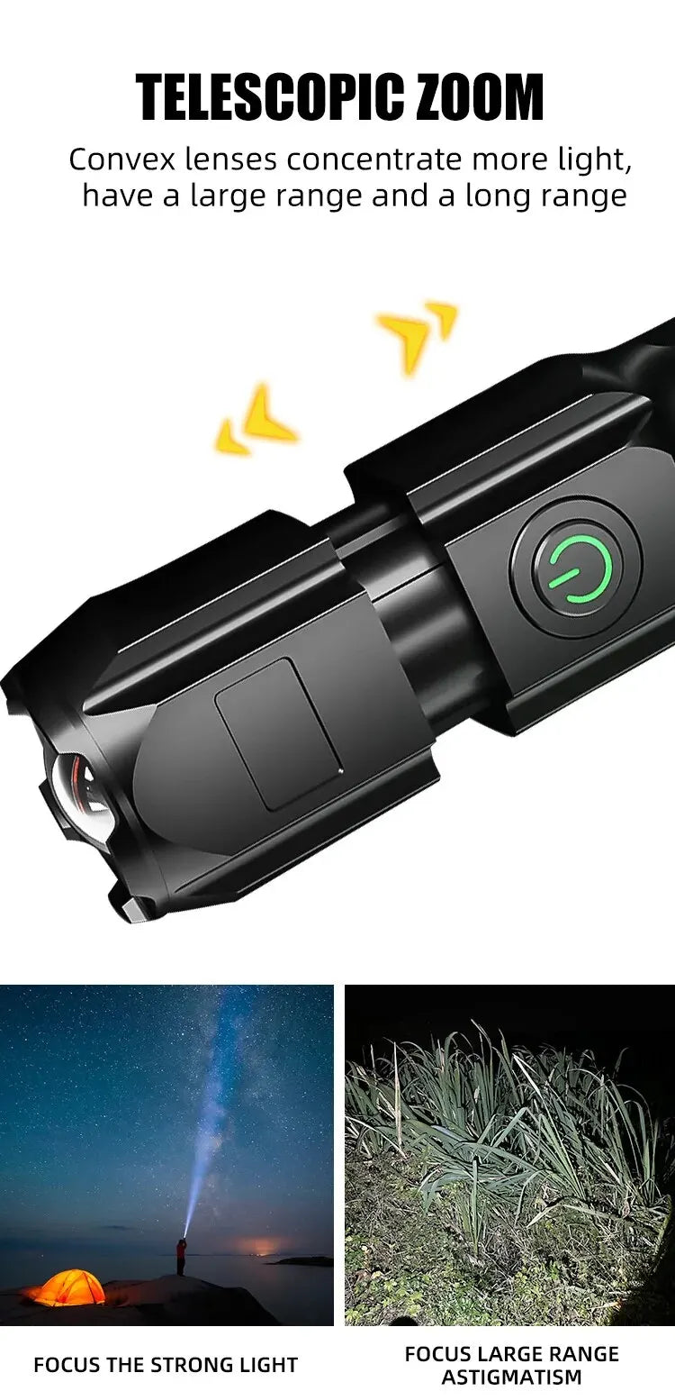 Powerful LED Flashlight 100000 Lumen Tactical Flashlights Rechargeable (waterproof)