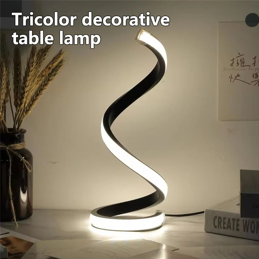 LED Night Light Spiral Table Lamp Modern Bedside Lamps Dimmable