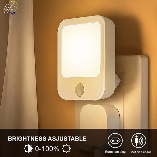 Wireless Night Light Motion Sensor With LED Light EU Plug Lamps