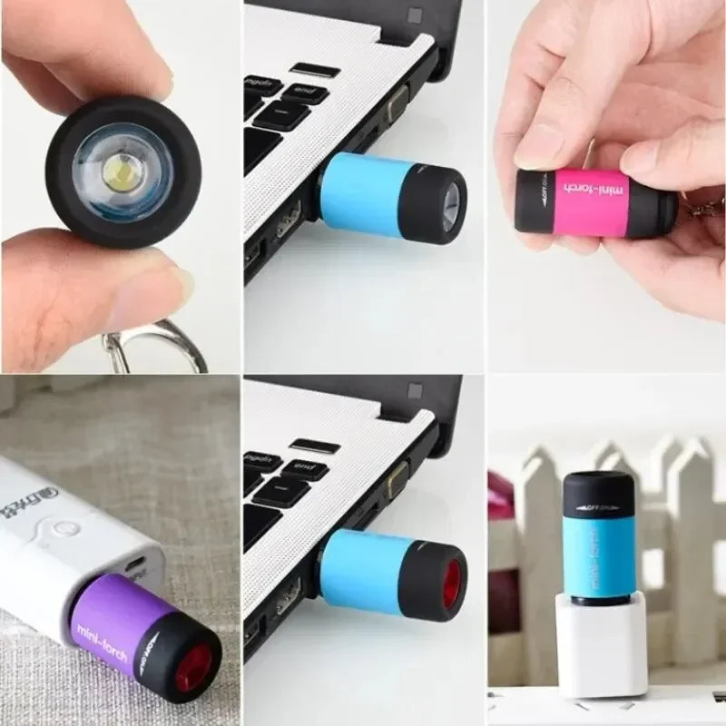 Led micro pocket flashlight portable USB rechargeable keychain flashlight waterproof