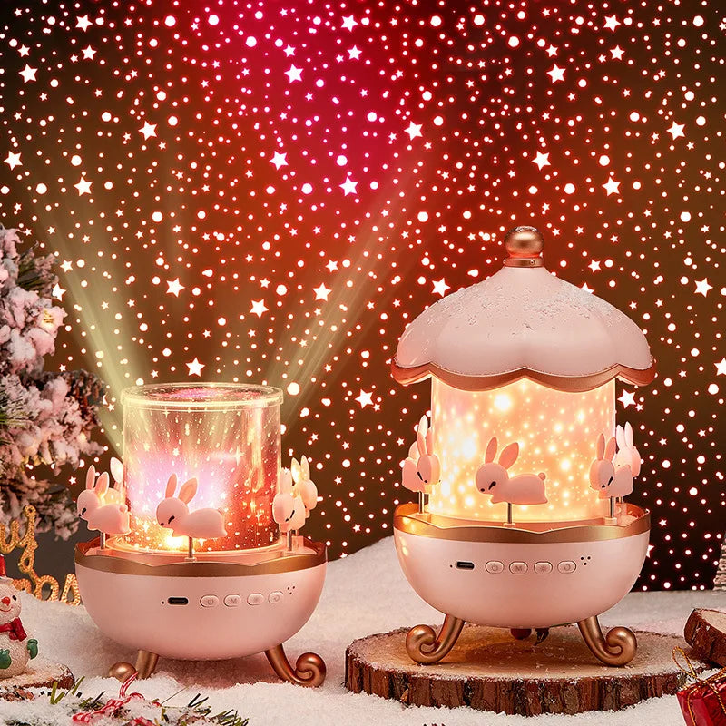 Sky Projection Small Night Light Carousel Horse Remote Control bluetooth