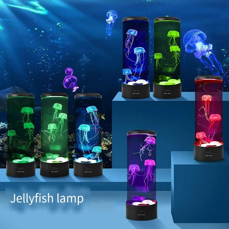 Jellyfish Lava Lamp Aquarium Ocean Night Lights 7Colors LED Jellyfish Mood Light