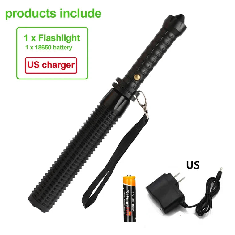 Baseball Bat LED Flashlight AluminumAlloy Focusable Zoomable Super Bright