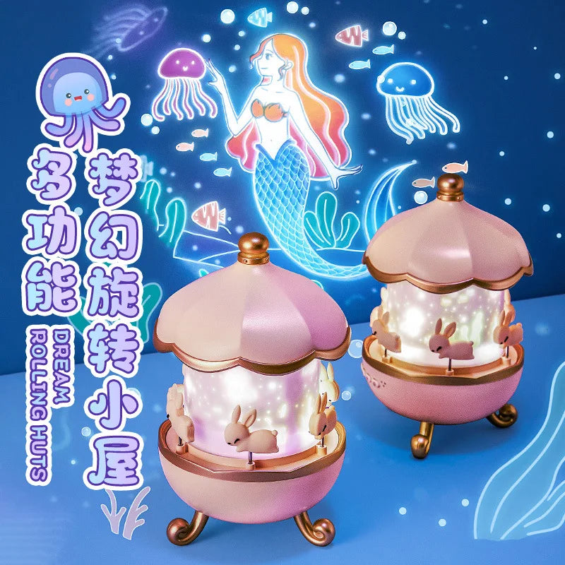Sky Projection Small Night Light Carousel Horse Remote Control bluetooth