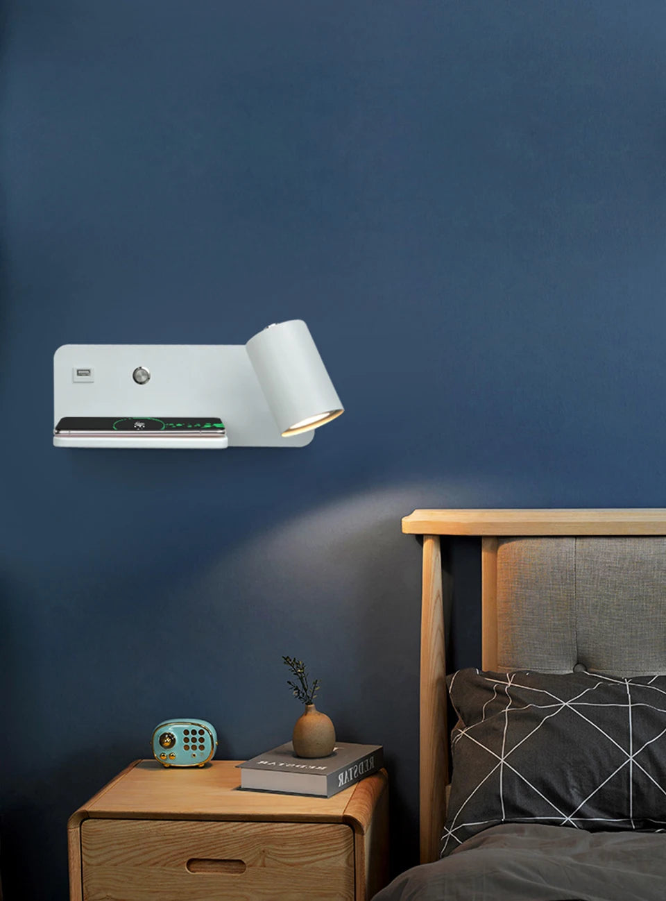 Interior Wall lamp Mobile Phone Wireless Charging and USB Charging Wall lights Bedroom lamps