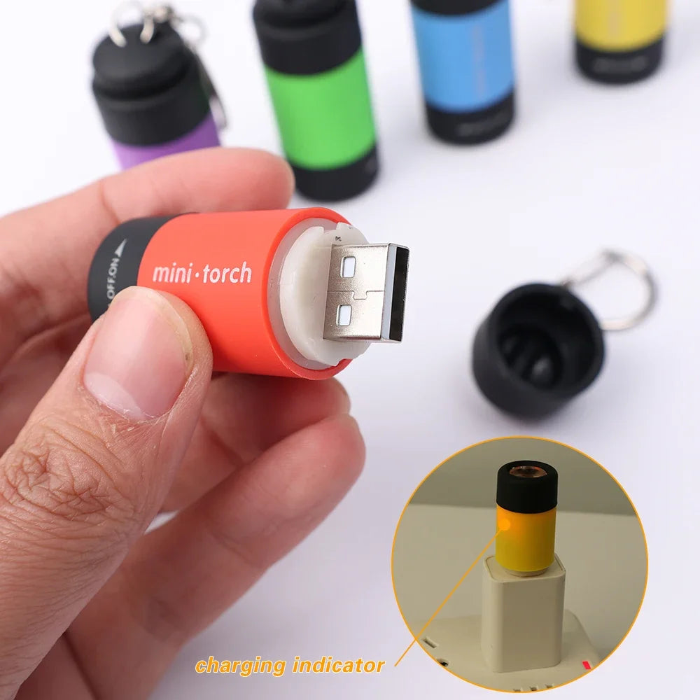 Led micro pocket flashlight portable USB rechargeable keychain flashlight waterproof