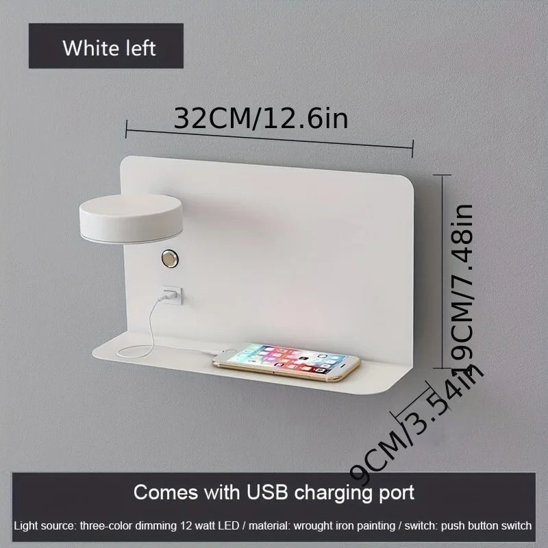 Led Wall Lamp Modern Interior Wall Light Bedroom Night Lamp  with Usb Mobile Phone Charging