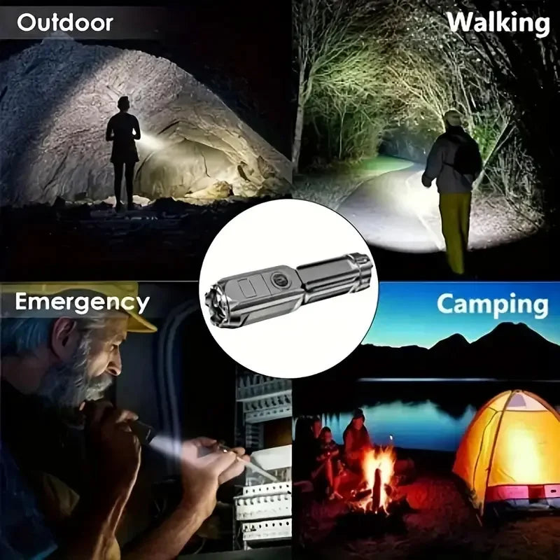 LED Flashlight Strong Light USB Rechargeable Waterproof  Zoom Emergency Lights For Outdoor
