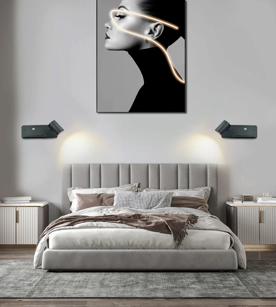 Interior Wall lamp Mobile Phone Wireless Charging and USB Charging Wall lights Bedroom lamps