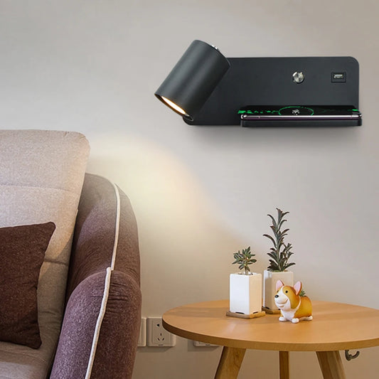 Interior Wall lamp Mobile Phone Wireless Charging and USB Charging Wall lights Bedroom lamps