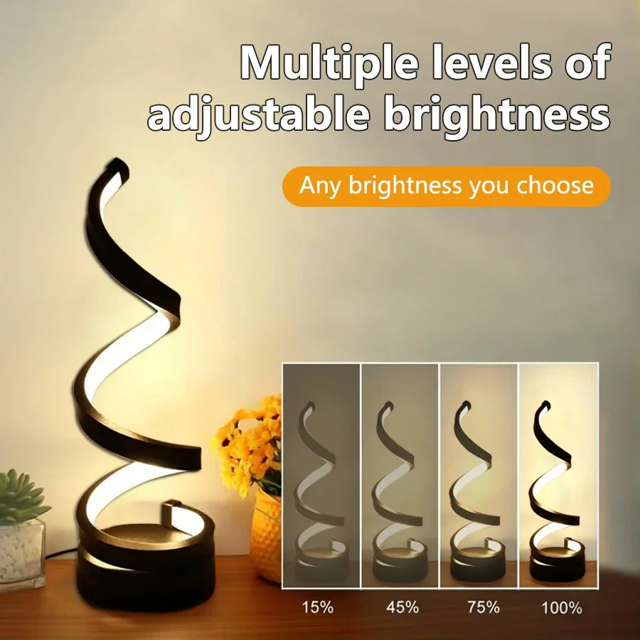 LED Night Light Spiral Table Lamp Modern Bedside Lamps Dimmable