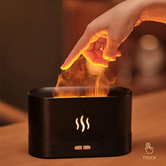 LED Lighting Ultrasonic Air Humidifier Colorful Flame Fragrance Essential Oil Lamp Perfume Simulation Air Humidifier
