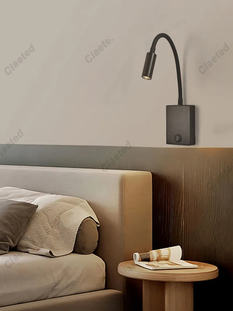 LED Flexible Gooseneck Wall Lamp USB with Switch Adjustable