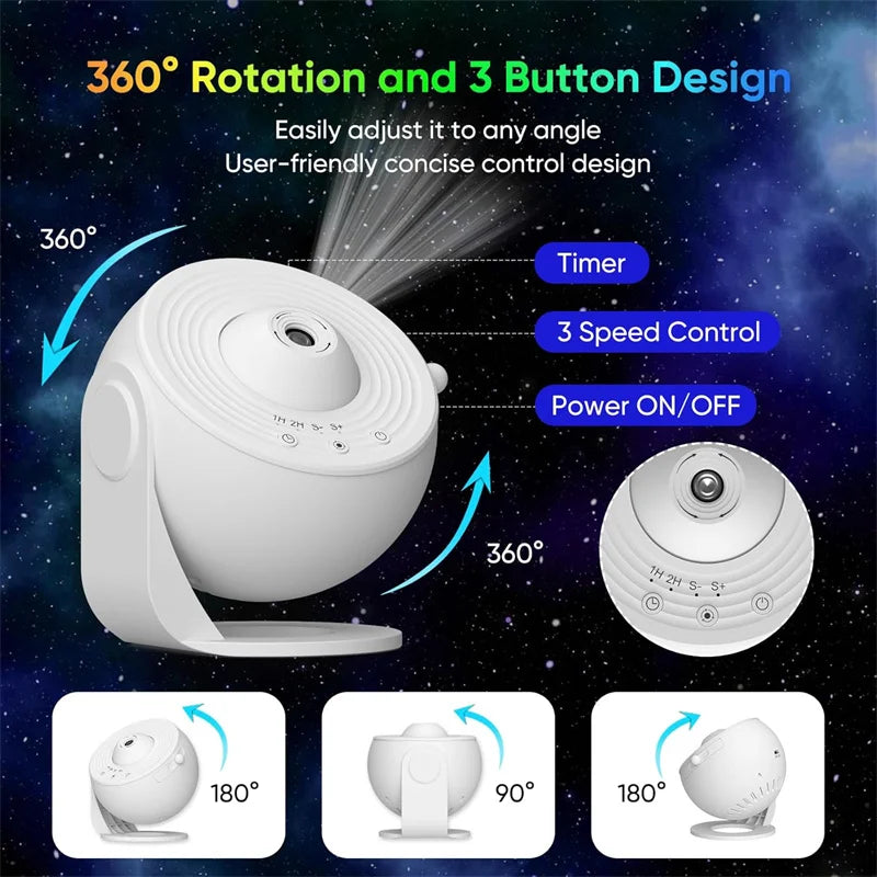 LED Night Light Galaxy Projector Starry Sky Projector 360°