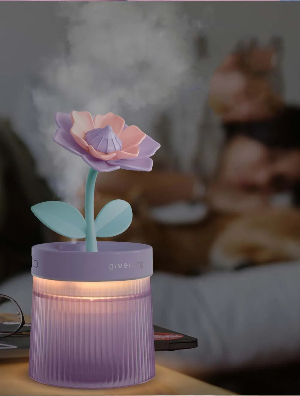 Humidifier Portable USB Ultrasonic Colorful Cup Aroma Cool Mist Maker Flower Air With Light