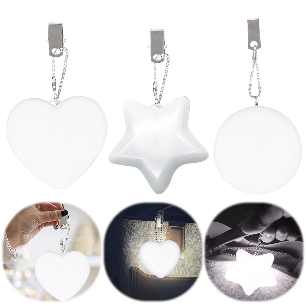 LED Handbag Light Bag Lamp Heart Round Star Shaped Touch Sensor