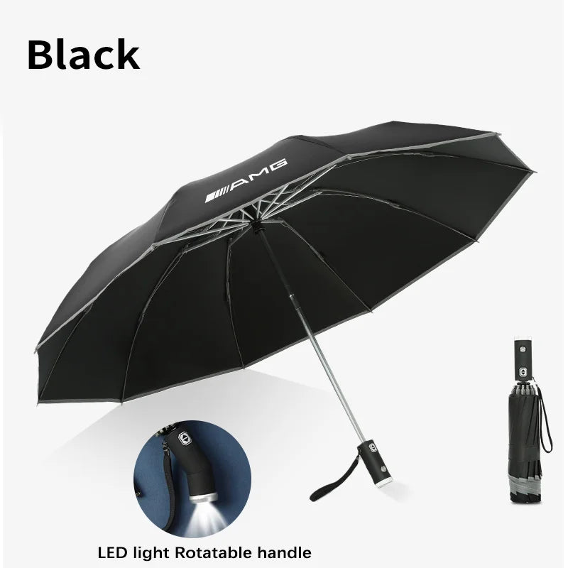 Led Light Automatic Folding Windproof Sunshade Umbrella